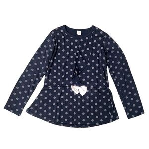 Girls Long Sleeve Navy Blue Long Sleeve Shirt With Silver Dots - Size 140 (8/10)
